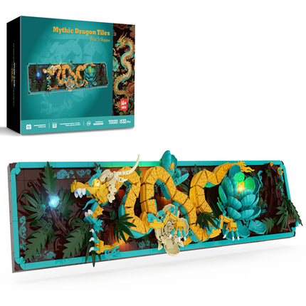 70020 Dragon Pattern Wall Decor with Light, Home Decoration, Building Blocks Toy, MOC Small Particle Assembly Toy, Birthday Gift