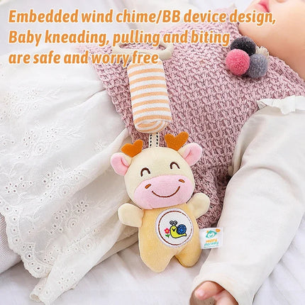 Baby Bed Hanging Drawstring Rattles Mobiles Cartoon Animal Bell Toys Children Early Education Sensory Interaction Plush Toy Gift