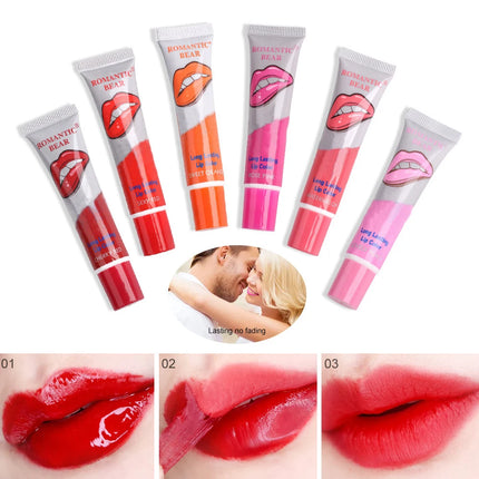 6 Color Lip Gloss Peel-Off Lipstick with Long-Lasting Color, Waterproof Lip Gloss