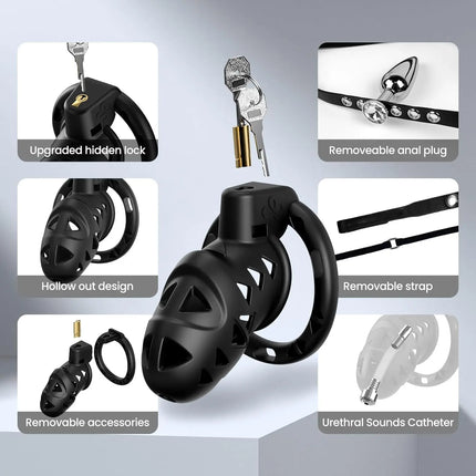 Male Chastity Cock Cage with Anal Butt Plugs Adjustable chastity belt in 3 sizes Penis Cage BDSM Bondage Adult Sex Toys For Man