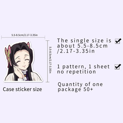50pcs Various Cartoon Demon Slayer Graffiti Sticker Waterproof DIY Decals for Phone Ipad Luggage Thermos water bottle Decor