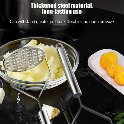 Mash Potatoes Masher Manual Stainless Steel Food Masher Heavy-Duty Mashing Utensil Kitchen Gadget Manual Potatoes Ricer for Bean