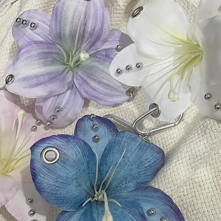 Exquisite Phalaenopsis Orchid Lily Keychain Creative Simulation Flower Bag Pendant Fashion Backpack Decoration Accessories Gifts