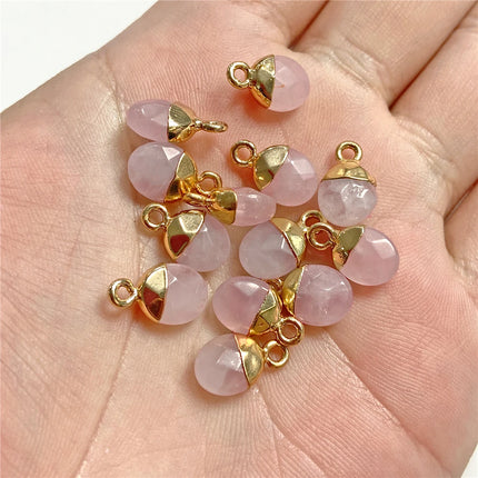 5pcs 6x10MM Faceted Natural Stone Oval Pendant Charm Pendant for DIY Jewelry Making Necklace Earrings Gem Accessory Wholesale