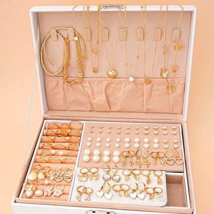 67 Pcs/Set Boho Style Metal Earrings Necklaces Rings Bracelets Multi Piece Jewelry Set For Women Daily Wear New 2024 Fashion
