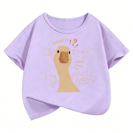 Cute Goose Design Kids Tshirts Summer Short Sleeve Tees Cartoon Animal Boys Girls Clothes Kawaii Tops Y2K Children T-shirt
