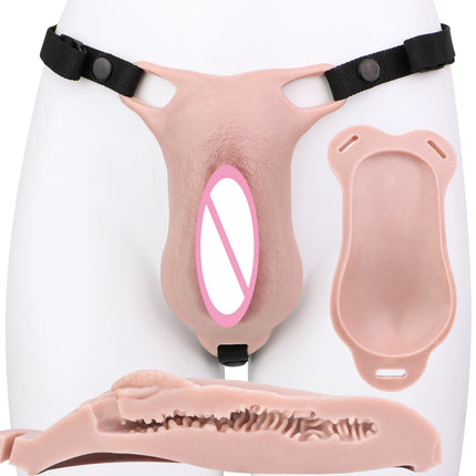 FAAK Male Hiding gaff Panties Male to Female Sex Toy Pads Strapon Insertable  Silicone Fake Vagina Clitoris Pads For Transgende