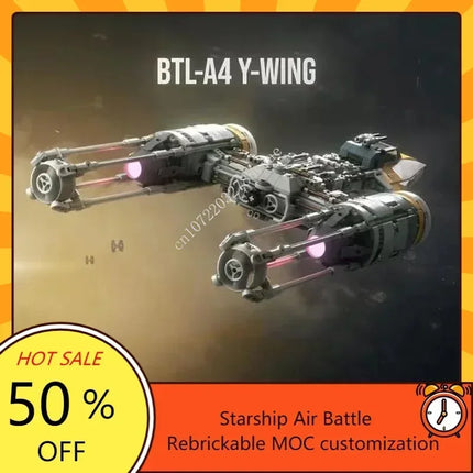 892PCS MOC Space Battle UCS BTL-A4 Y-Wing Gold Squadron Model Custom Puzzle Technology   DIY Creative Assemble Toys Gifts