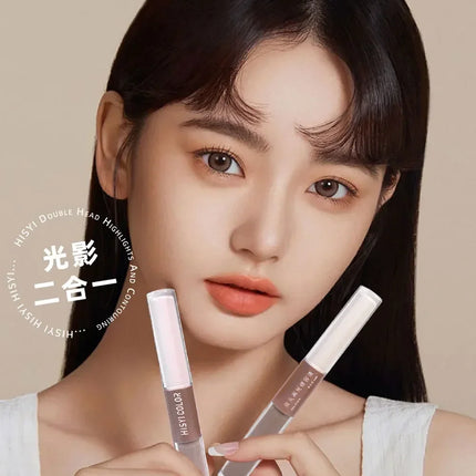 Dual-End Liquid Highlighter Pen, Skin Brightening & Contouring Stick, Natural Contour, Long-Lasting, Waterproof