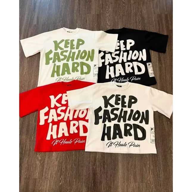 Graphic Round Neck Pure Cotton High Street New Women Printed T-shirt Trendy Brand Loose Casual Couple American Harajuku Y2k Tops