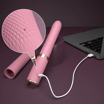 1Pink dual-motor realistic push-pull vibrating egg with heating function，Sex Toy Vibrator Clitoral Stimulator