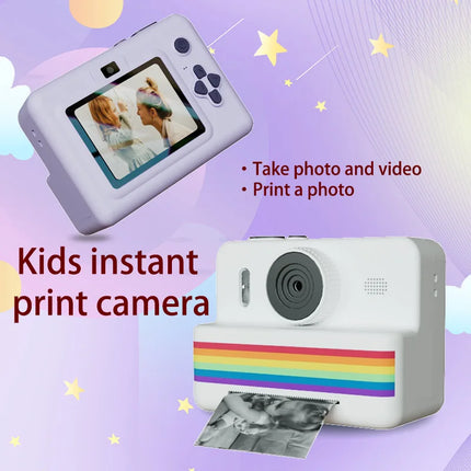 Kids Camera Instant Print,2.8 Inch Screen, USB charging,Children Digital Camera 3 Rolls Paper, Christmas Birthday Gift Toys