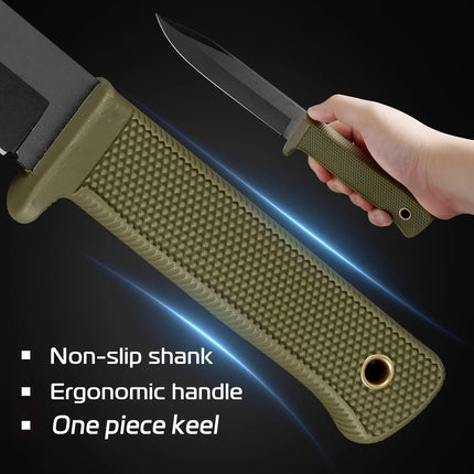 High-hardness outdoor straight-blade knife, full-body integrated high-end survival tool for camping, easy to carry, fruit knife