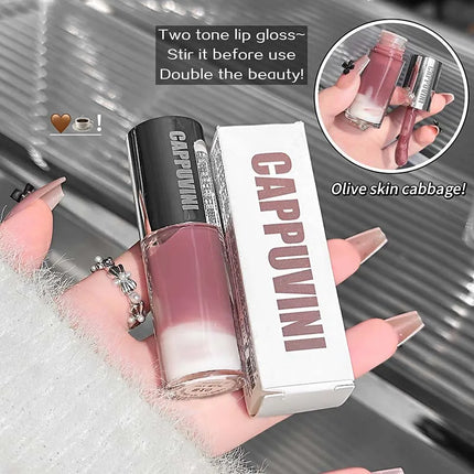 Cappuvini Berry Snow Gradient Lip Gloss Mirror Moisturizing for Plump Lips Long-Lasting Makeup Lip Glaze
