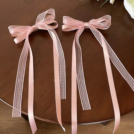 Fashion Bow Ribbon Hair Clips For Women Girls Lace Hairpins Barrettes Set Korean Bow Clips Party Hair Accessories Headwear Gifts