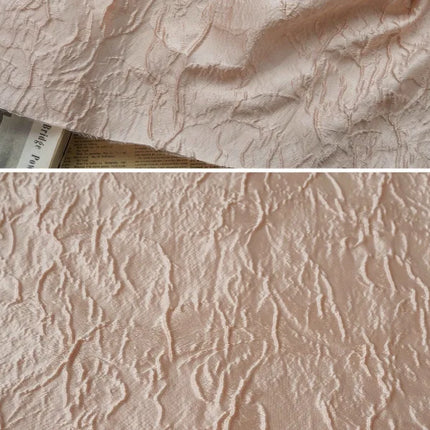Blush Textured Jacquard Fabric Spring Fall Minimalist Cosmetic Bag Lightweight Elegant Women Sustainable Organic Embossed