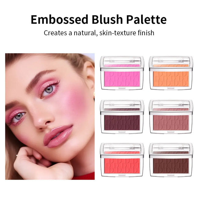 6 Colors Matte Embossed Blush Rosy Blusher Facial Blush Powder High Pigmented Pink Coral Rouge For Cheeks Smooth Cosmetics