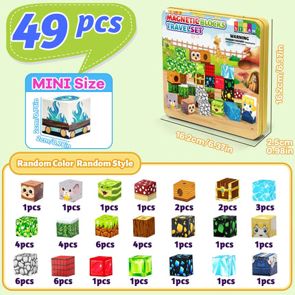 Magnetic Blocks Travel Magnet Cube Magnetic Building Blocks Toys with Portable Iron Box STEM Educational Magnet Toys for Kids