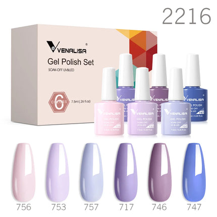 6pcs/kit VENALISA Valentine's Day Collection Lovely Pink Nails HEMA FREE TPO FREE Soak Off UV LED Semi Permanent Set Gel Varnish