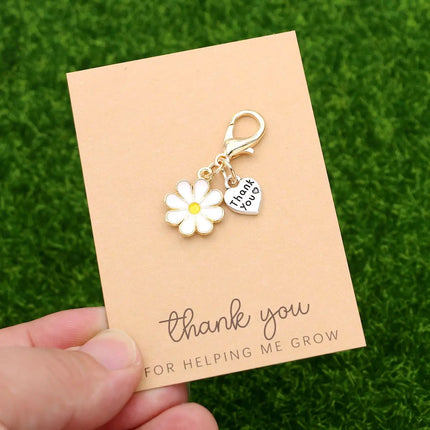 5pcs Elegant Charm Heart & Flower Keychains Inspirational Cards Daisy Tulip Hydrangea Cherry Blossom Birthdays Weddings Festive