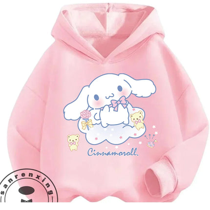 Autumn Winter Outdoor Casual Cinnamoroll Hooded Sweatshirt 3-14Y Boys Girls Cute Kawaii Cartoon Street Hot Fashion