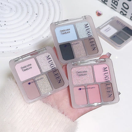 5-Color Punk Smokey Eyeshadow Palette Silvery Black Matte Shimmer Nude Pink Eye Shadow Lasting Halloween Eye Makeup Cosmetics