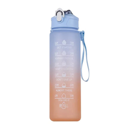 900ML Water Bottle With Time Marker Plastic Motivational Water Bottle with straw Drinking Bottle for Gym Sports Outdoor Travel