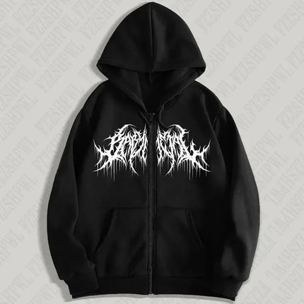 Y2K hoodie, men, clothes with graphic prints, hip hop style, gothic, gothic, long sleeves, winter, high street