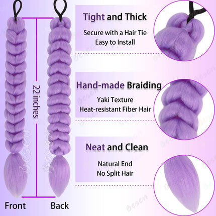 Synthetic Purple|Black|Brown|Pink Braids Ponytail Hair Extensions Long Ponytail for Kids Girls Halloween Cosplay Daily,Rumi Hair