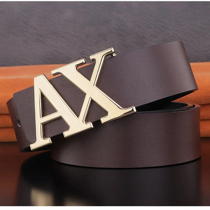Men Belt Fashionable Simple Letter Buckle Reversible Male Belt for Men 3.8cm Luxury Good Quality