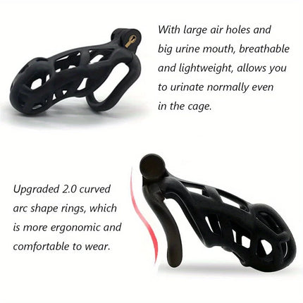 New Color Male Penis Lock Chastity Cage with Lock and 4 Rings Resin Virginity for Men Couple Breathable Cock Ring Penis Restrain