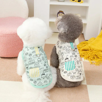 Summer Pet Shirts Cartoon Graffiti Pattern Clothing Puppy Cat Solid T-shirt Chihuahua Yorkie Thin Soft Fashion Vests Dog Clothes