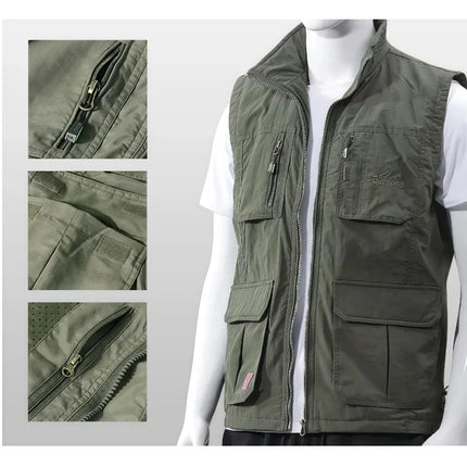 2026 Printing Logo Men's Thin Casual Vest Lightweight Breathable Outdoor Fishing Photography Multi-Pocket Comfortable Vest Top