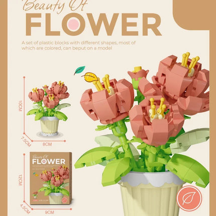 KNEW BUILT Eternal Rose Micro Mini Building Block Flower Toy-Ever-Blooming without Wither,Ideal Valentine's Day Gift for Girls