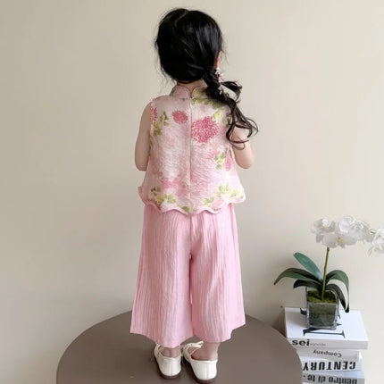 Thin Comfortable Summer Girl Sets Ethnic Style Children Clothing Kids Clothes Dance Wear Performance Costume Chinese Style Hanfu
