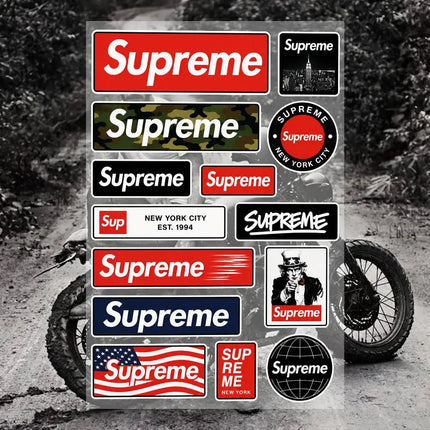 S-U-P-R-eM-e Aesthetic Graffiti Waterproof PVC Stickers for Car Motorcycle Skateboard Helmet Notebook
