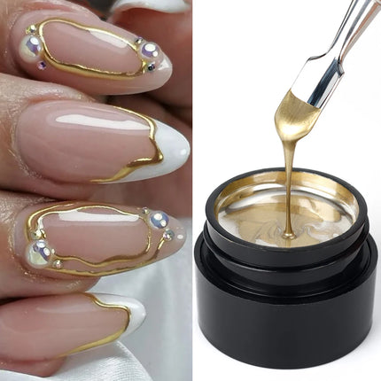 5ml Mirror Chrome Nail Painting Gel Polish, Gold Silver Metallic Drawing French Tips Spider Liner Gel Nail UV Gel Polish Varnish