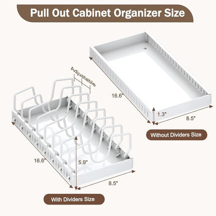 Pull Out Pots Pans Organizer for Under Cabinet Pull Out Cabinet Organizer Storage Pot Lid Organizer holder Adjustable Dividers