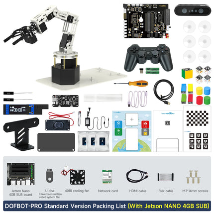 Yahboom DOFBOT PRO 6DOF Robotic Arm ROS Python Programming Learning Kit AI Large Model 3D Deep Point Cloud Recognition Gripping