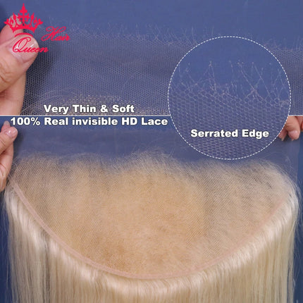 Queen Hair #613 Blonde Real HD Lace Frontal 13x6 13x4 Closure 6x6 5x5 HD Skinlike Melt Skins Lace Straight/Body Wave Human Hair