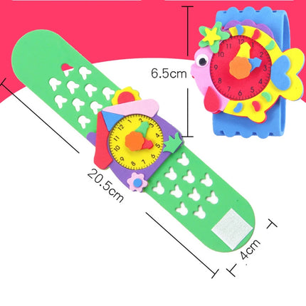 2/4/6PCS 3D EVA Foam Watch Kids DIY Art Craft Toys Cartoon Animal Clock Bracelet Handmade Material Kits For Children Boys Girls