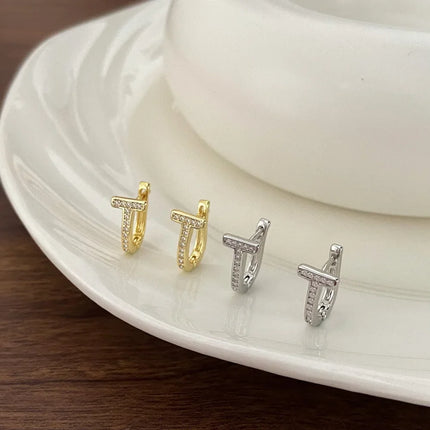 T-Shaped Zircon Ear Cuffs, Dainty Stylish Viral Design, Niche Versatile Daily Earrings, Daily/Office Versatile, Perfect Gift