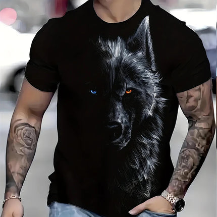 New Retro Style 3D Wolf Print Men's T-shirt Summer Daily Men's Casual T Shirt Outdoor Street Men Fashion Street Short Sleeve Tee