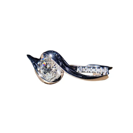 Sparkling Alloy Silver Rings Women Shinning White Sapphire Wedding Ring Cubic Zirconia Jewelry Gifts Size 6-10 Elegant
