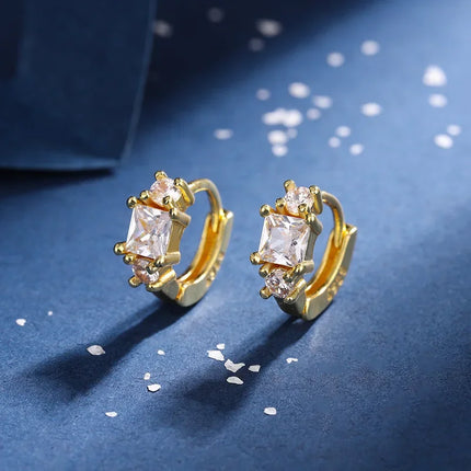 2PC Stainless Steel Little Huggies Hoop Earrings For Women Tiny Crystal Zirconia Pendant Cartilage Earrings Piercing Jewelry