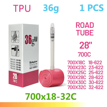 RideNow TPU Road Bicycle Inner MTB Tube 700x25C Tire Gravel Bike Accessories 29x1.5 1.9 Tires Patch Kit 24 36 45g Ride Now Tubes