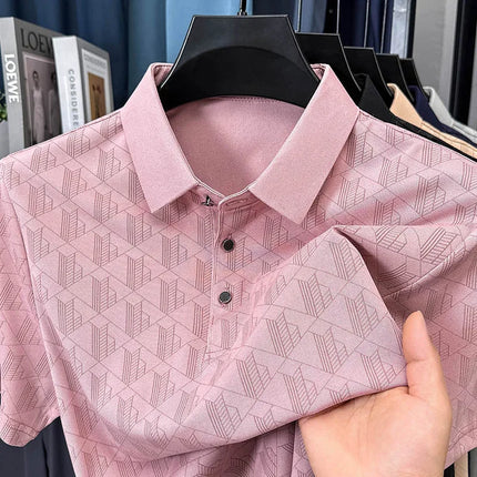 Men's Luxury Summer Short-Sleeved Polo Shirt Best Seller Jacquard Lapel Cool T-Shirt Ventilated Light Thin Leisure Men's Clothing Top