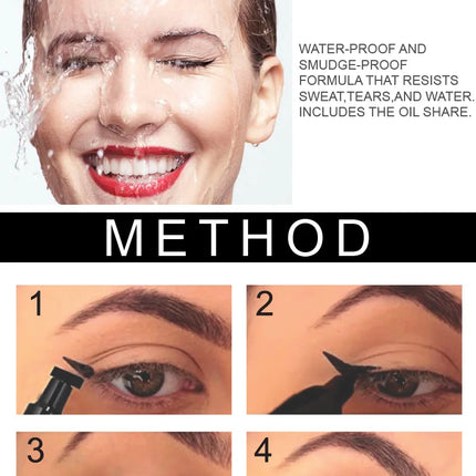 1 Pcs Black Wings Stamp Liquid Eyeliner, Easy Cat Eye Template Makeup Tool Anti-smudge, Vamp Wing, Lasting Waterproof Anti-sweat