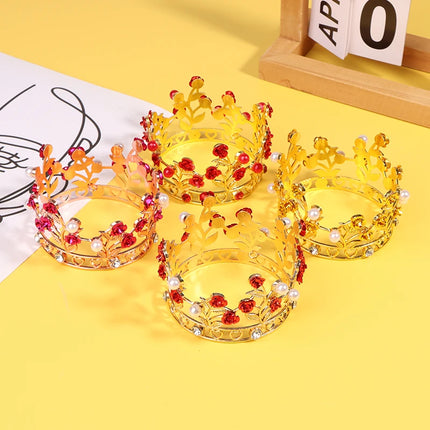 Luxury Flower Crown Small Tiaras For Doll Diadem Girls Birthday Bridal Wedding Hair Jewelry Prom Crown Cake Topper Ornaments