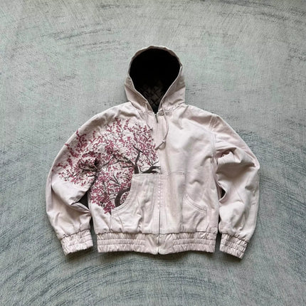 American Y2K New Fashion Joker Gothic Print Zipper Hoodie Women Street Hip-hop Retro Fleece Padded Sweatshirt Unisex Punk Hoodie